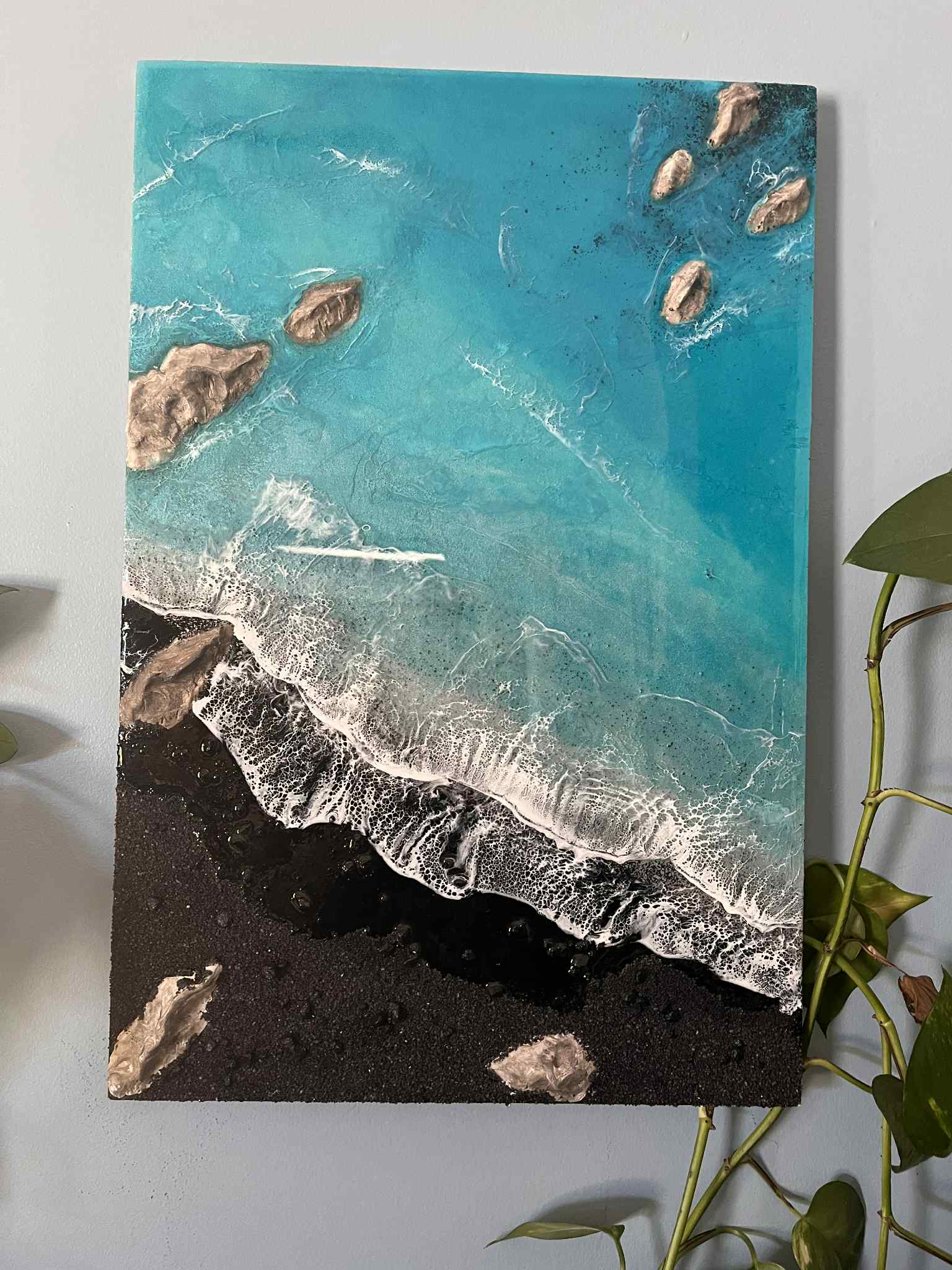 Ocean resin wall art example